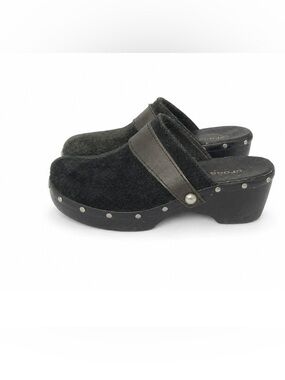CROCS Black Suede Platform Clog Mules/